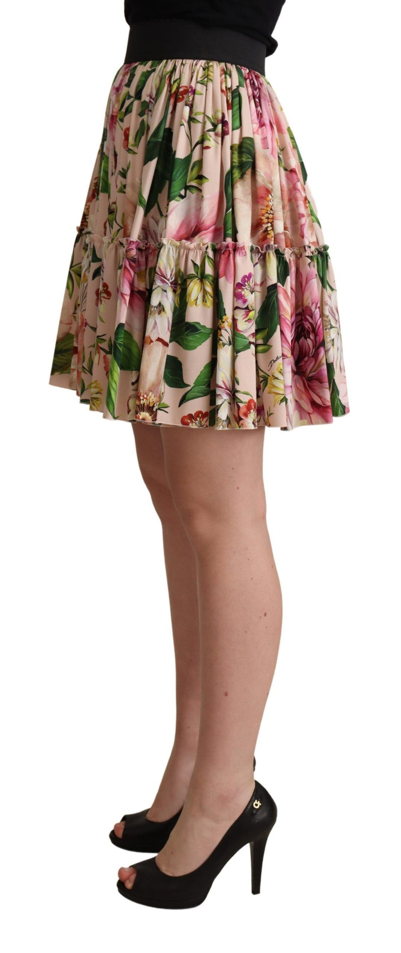 Elegant Floral Silk High Waist Mini Skirt Dolce & Gabbana