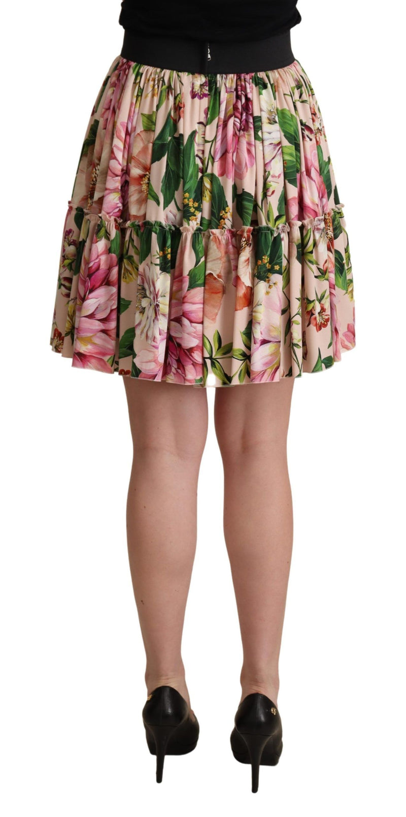 Elegant Floral Silk High Waist Mini Skirt Dolce & Gabbana