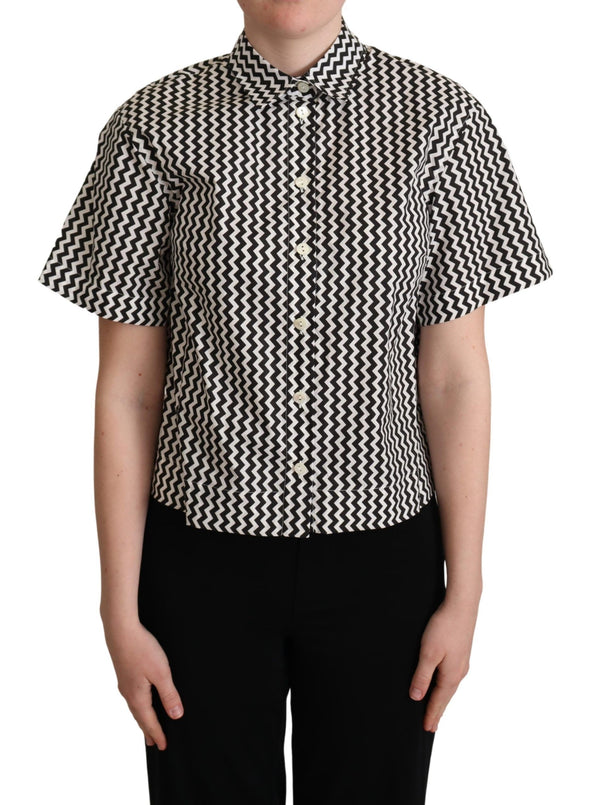 Zigzag Elegance Cotton Polo Top Dolce & Gabbana