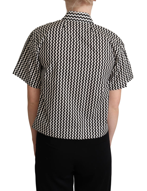 Zigzag Elegance Cotton Polo Top Dolce & Gabbana