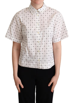 Chic Monochrome Polka Dot Polo Top Dolce & Gabbana