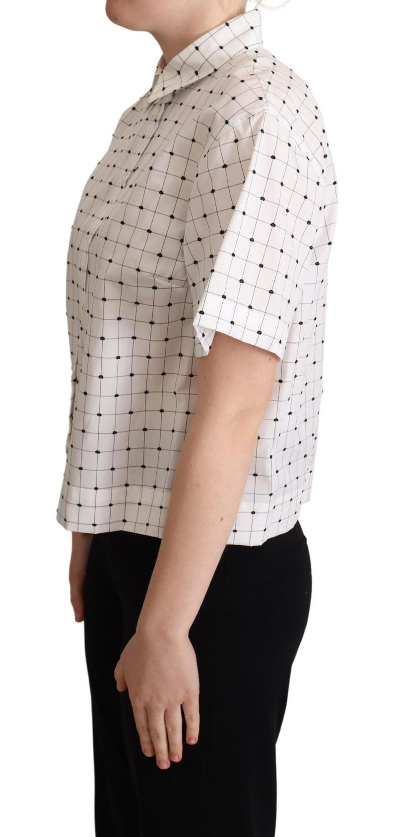 Chic Monochrome Polka Dot Polo Top Dolce & Gabbana