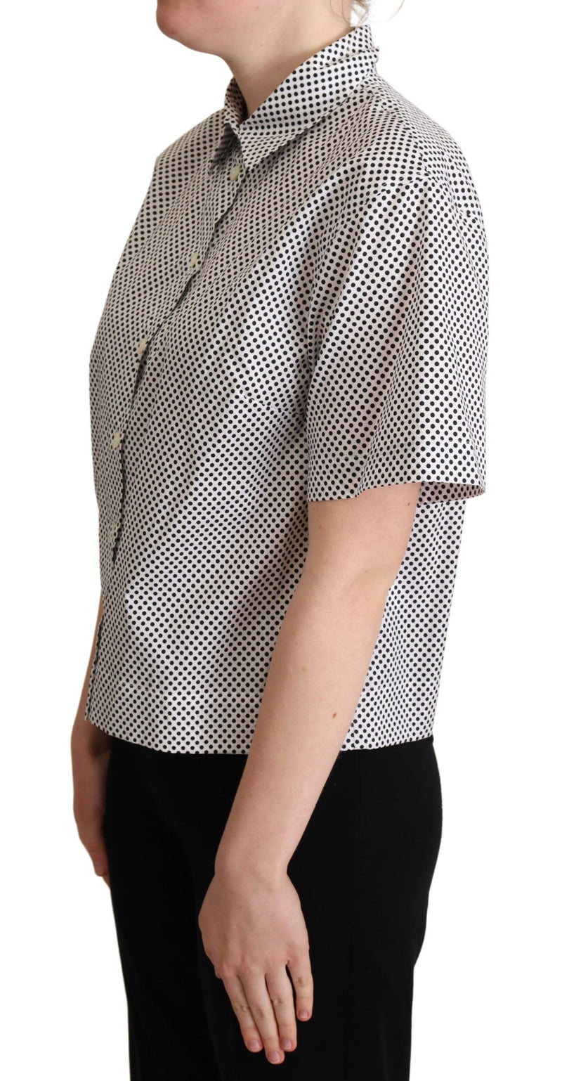 Elegant Polka Dot Cotton Polo Top Dolce & Gabbana