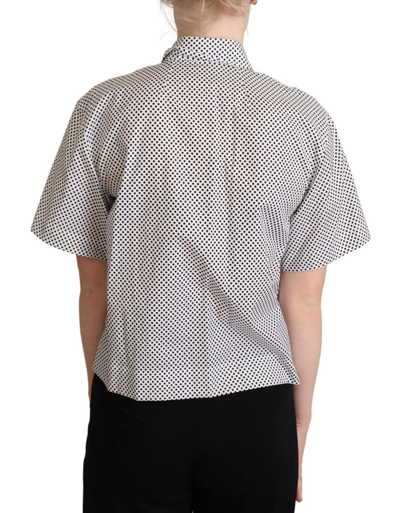 Elegant Polka Dot Cotton Polo Top Dolce & Gabbana