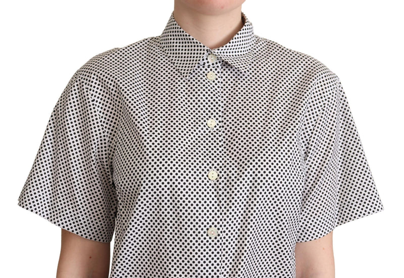 Elegant Polka Dot Cotton Polo Top Dolce & Gabbana