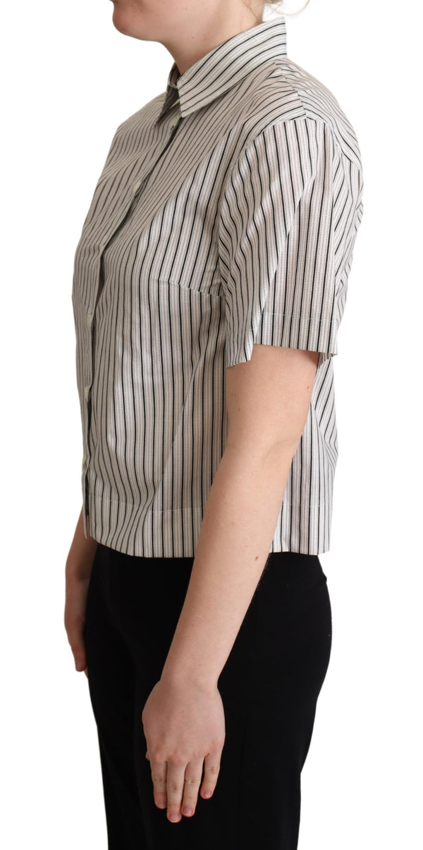 Chic Monochrome Striped Polo Shirt Dolce & Gabbana