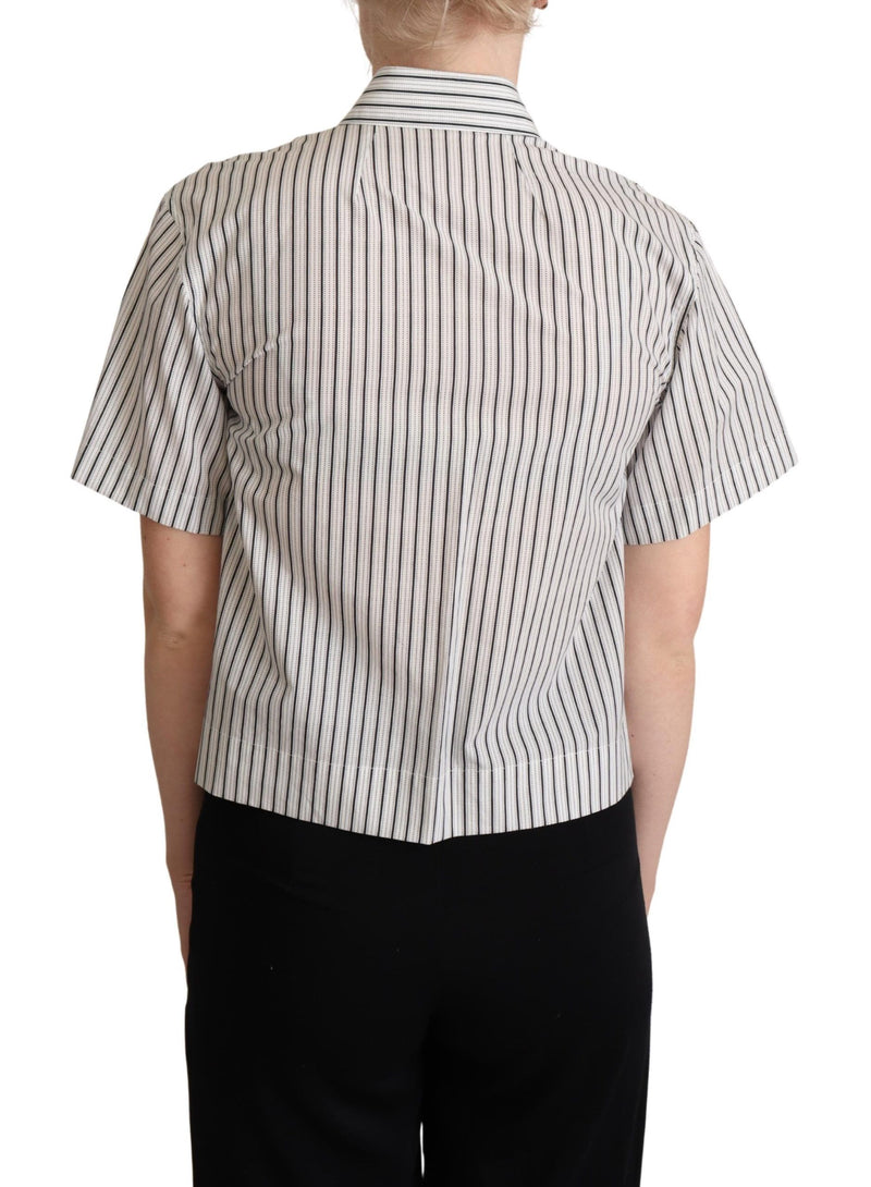 Chic Monochrome Striped Polo Shirt Dolce & Gabbana