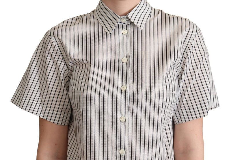 Chic Monochrome Striped Polo Shirt Dolce & Gabbana