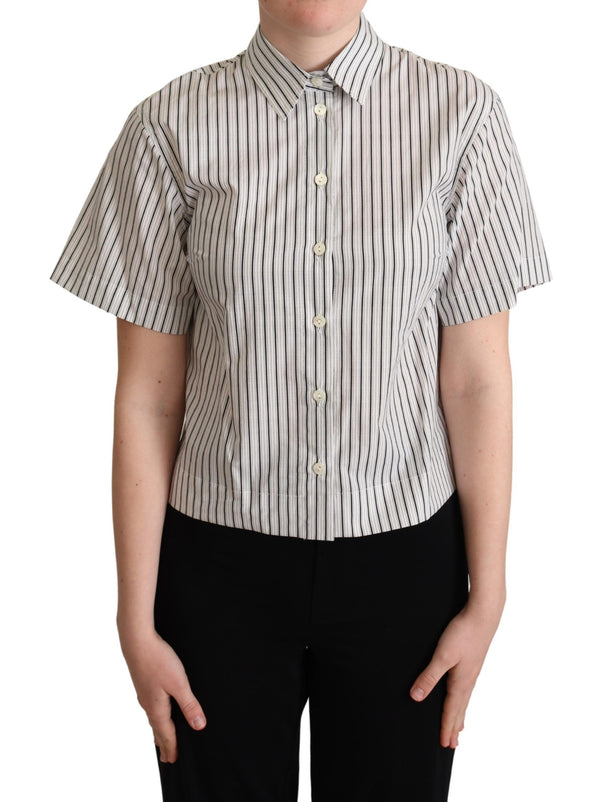 Chic Monochrome Striped Polo Shirt Dolce & Gabbana