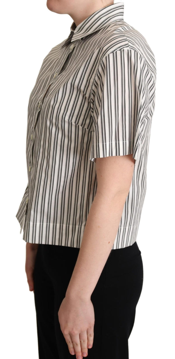 Elegant Striped Cotton Polo Top Dolce & Gabbana