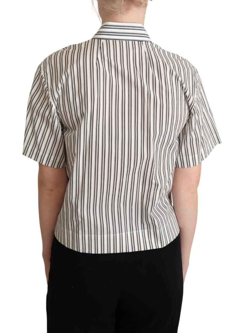 Elegant Striped Cotton Polo Top Dolce & Gabbana