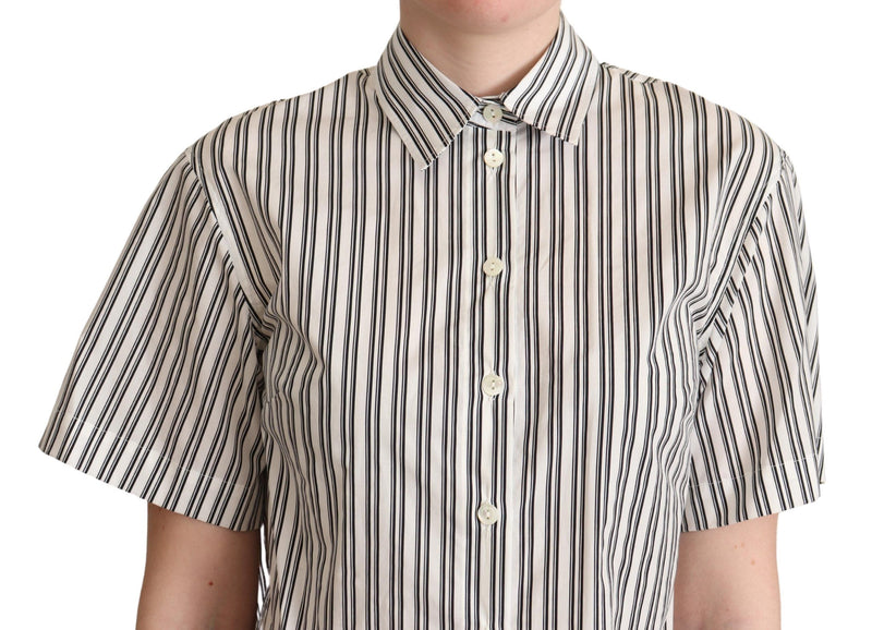 Elegant Striped Cotton Polo Top Dolce & Gabbana