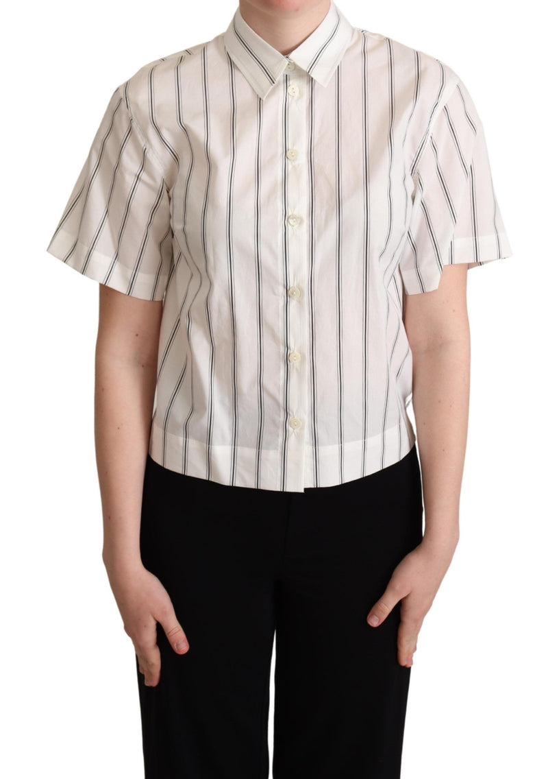 Elegant Striped Cotton Polo Top Dolce & Gabbana