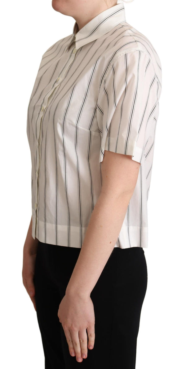 Elegant Striped Cotton Polo Top Dolce & Gabbana