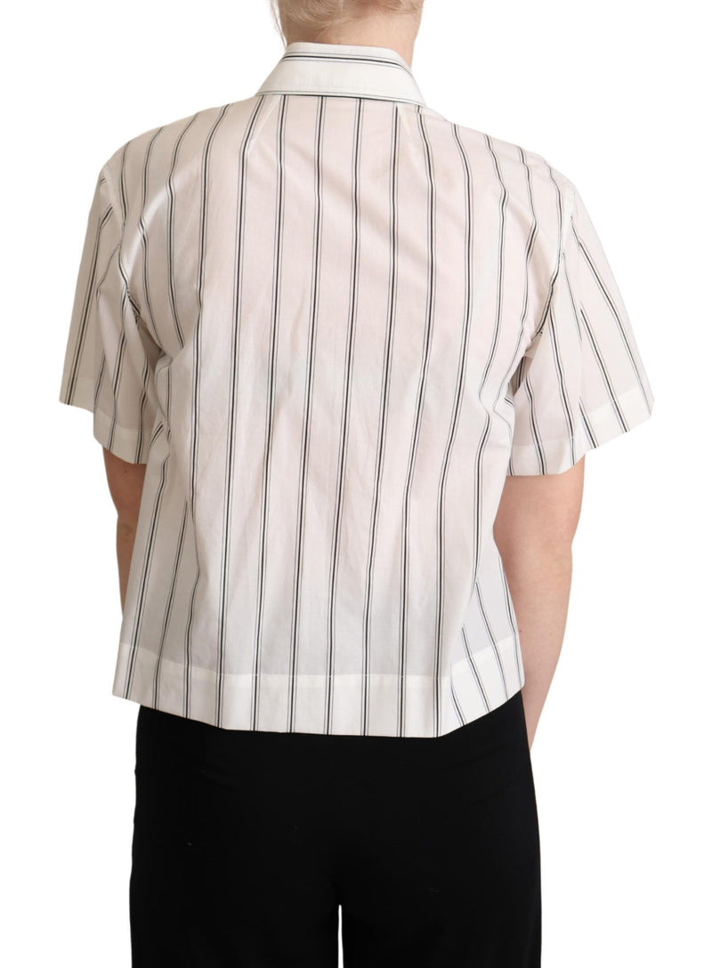 Elegant Striped Cotton Polo Top Dolce & Gabbana