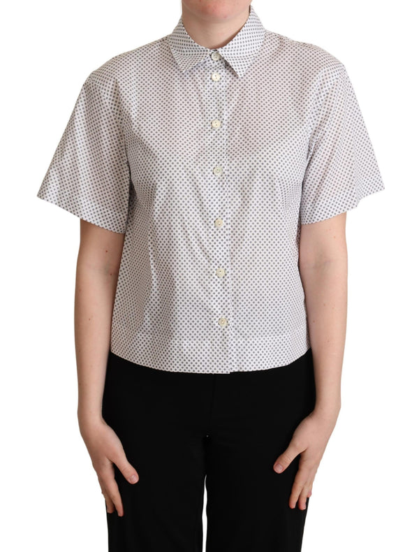 Chic Gray Polka Dot Short Sleeve Polo Dolce & Gabbana