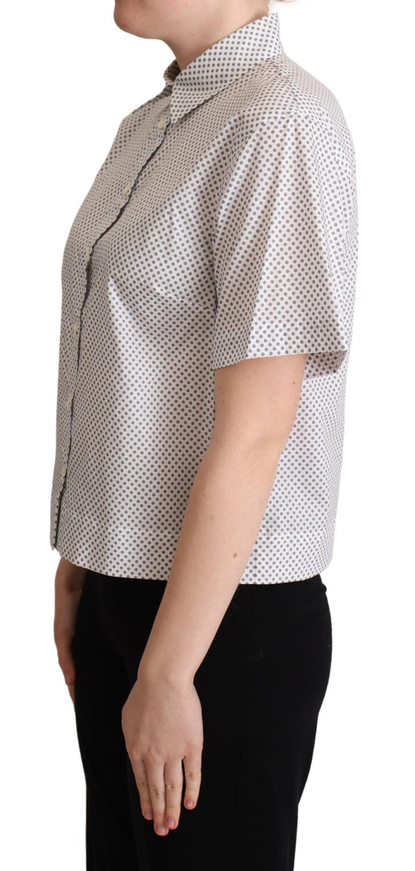 Chic Gray Polka Dot Short Sleeve Polo Dolce & Gabbana