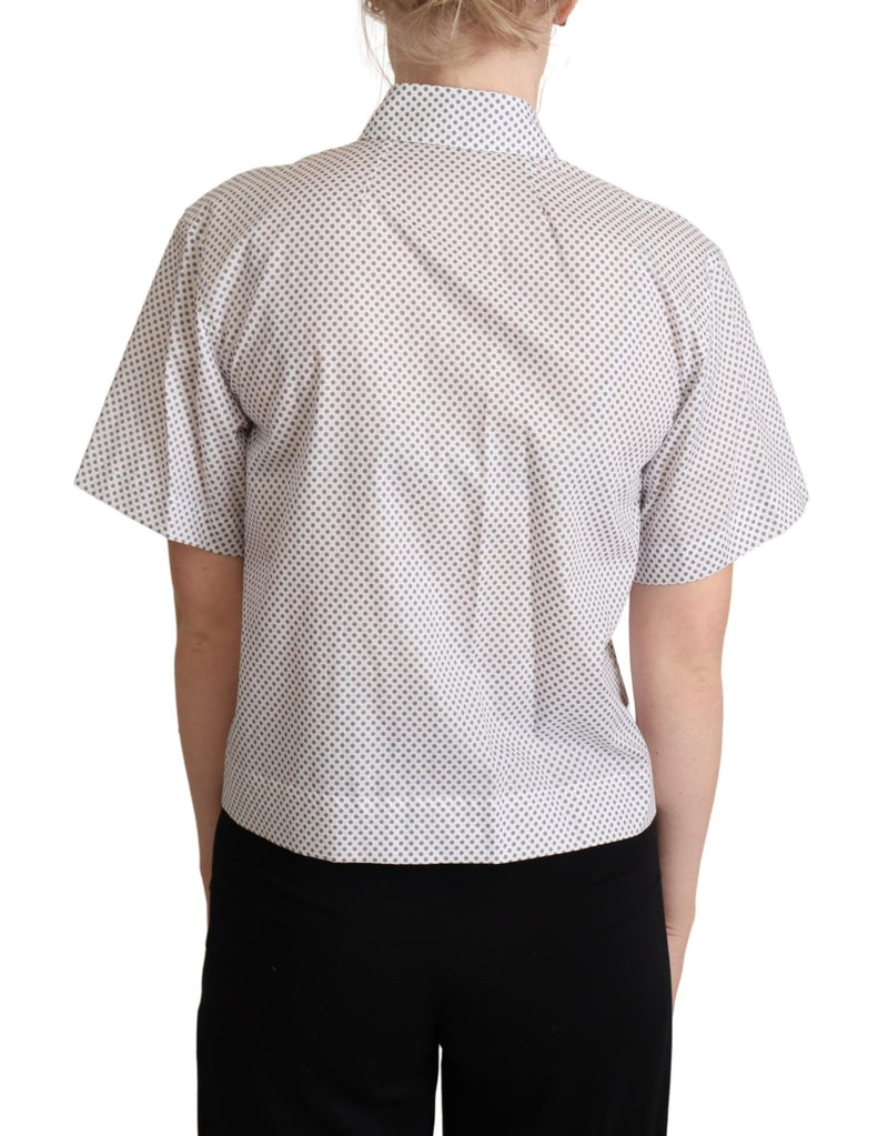 Chic Gray Polka Dot Short Sleeve Polo Dolce & Gabbana