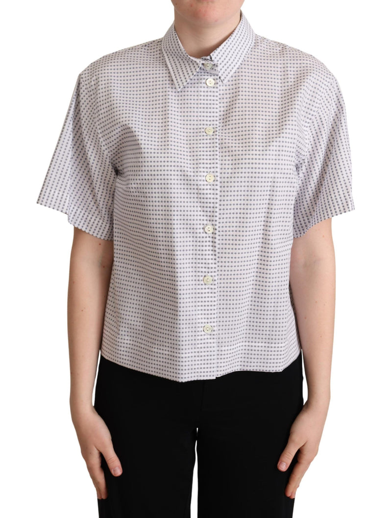 Elegant Polka Dots Collared Polo Top Dolce & Gabbana