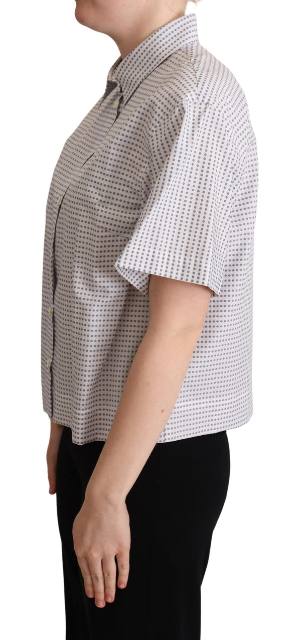 Elegant Polka Dots Collared Polo Top Dolce & Gabbana