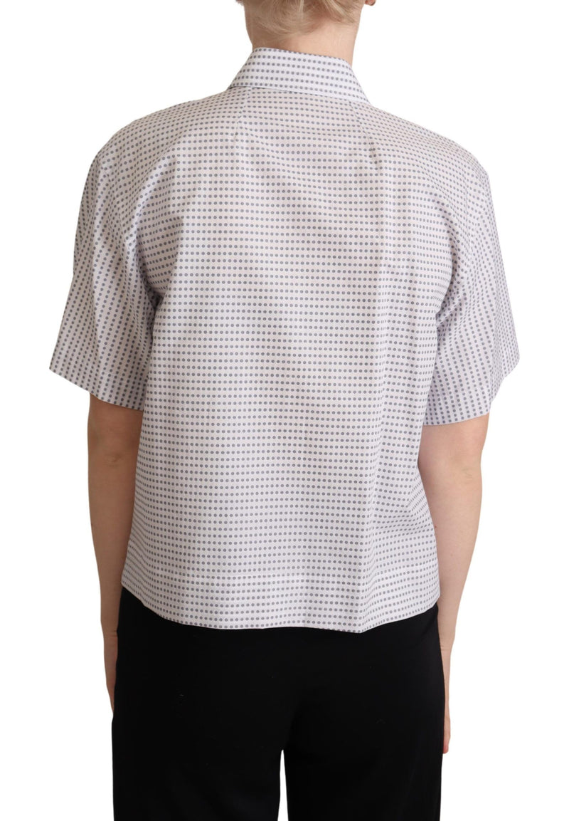 Elegant Polka Dots Collared Polo Top Dolce & Gabbana