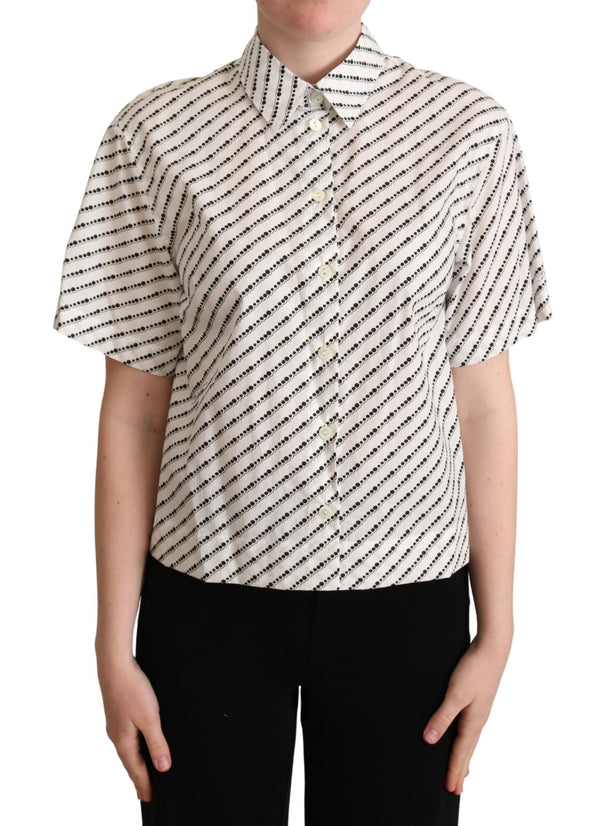 Elegant Dotted Cotton Polo Top Dolce & Gabbana