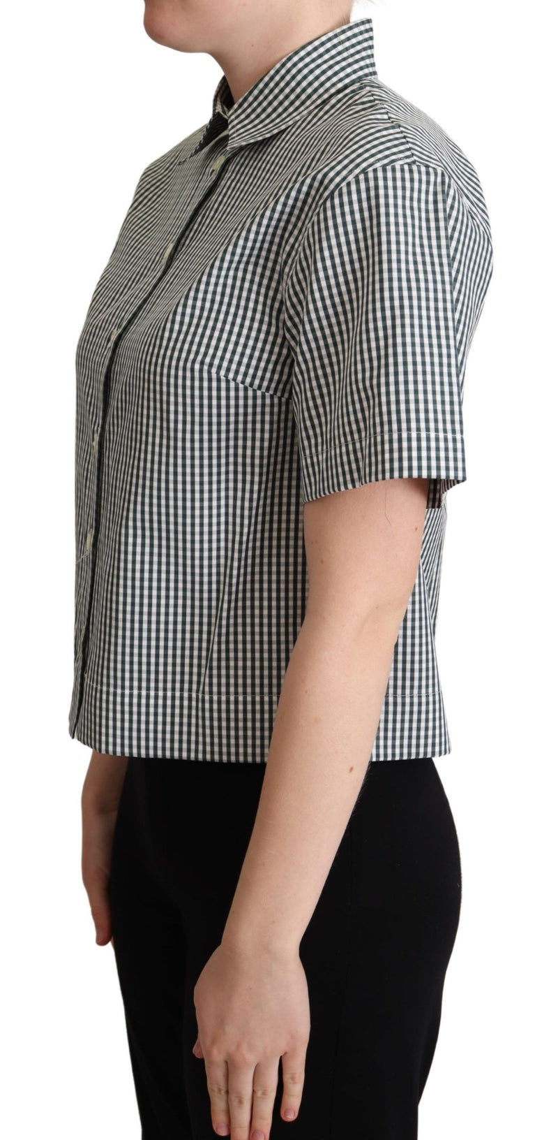 Elegant Checkered Cotton Polo Top Dolce & Gabbana