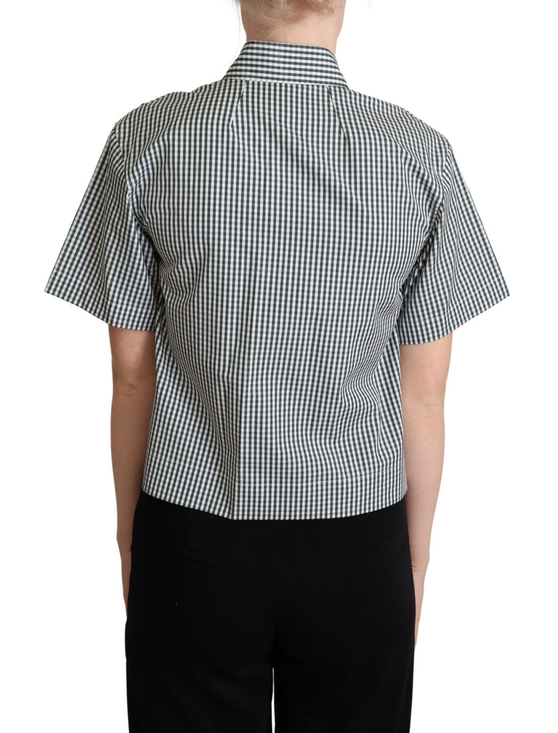 Elegant Checkered Cotton Polo Top Dolce & Gabbana