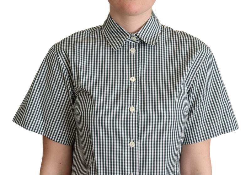 Elegant Checkered Cotton Polo Top Dolce & Gabbana