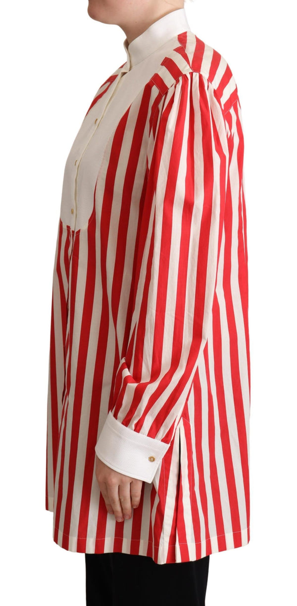 Elegant Red and White Stripe Cotton Polo Top Dolce & Gabbana