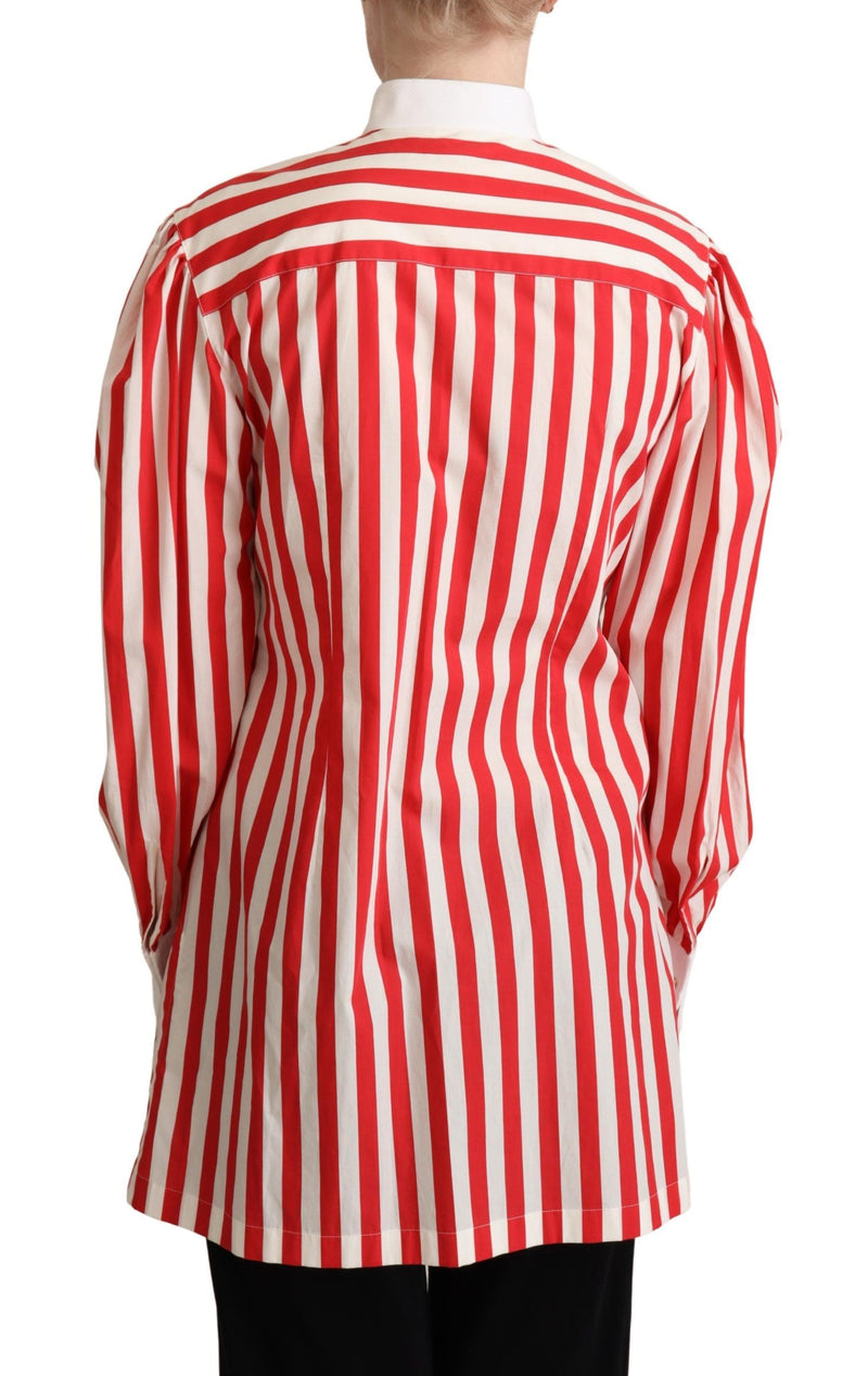 Elegant Red and White Stripe Cotton Polo Top Dolce & Gabbana