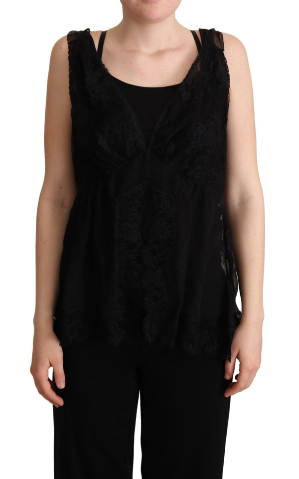 Lustrous Silk-Blend Lace Trim Camisole Dolce & Gabbana