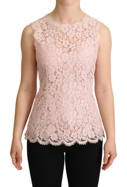 Elegant Pink Lace Sleeveless Blouse Dolce & Gabbana