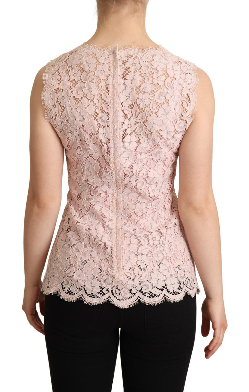 Elegant Pink Lace Sleeveless Blouse Dolce & Gabbana