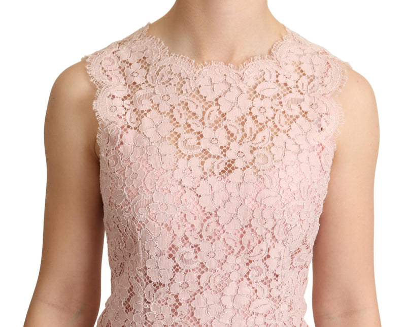 Elegant Pink Lace Sleeveless Blouse Dolce & Gabbana