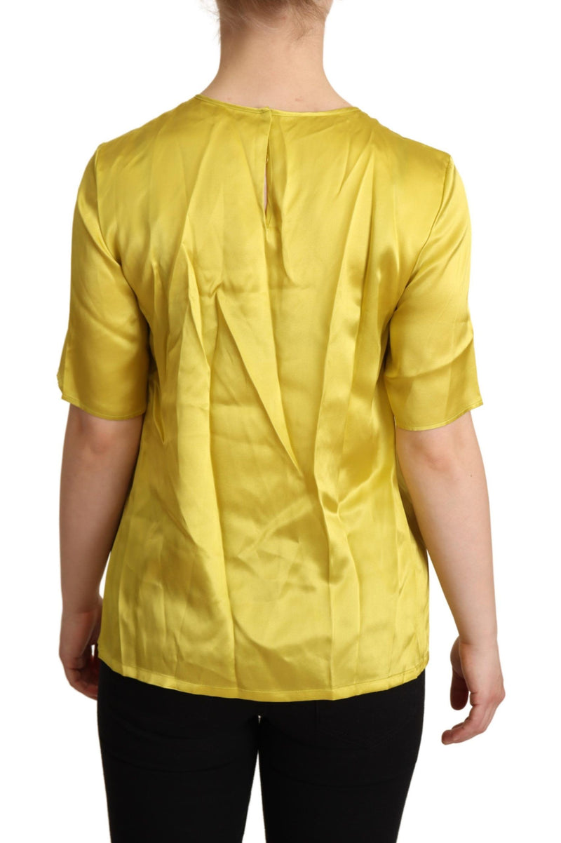 Elegant Silk Short Sleeve Blouse Top - Yellow Dolce & Gabbana