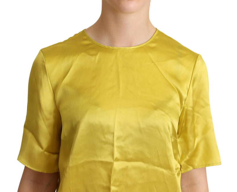Elegant Silk Short Sleeve Blouse Top - Yellow Dolce & Gabbana