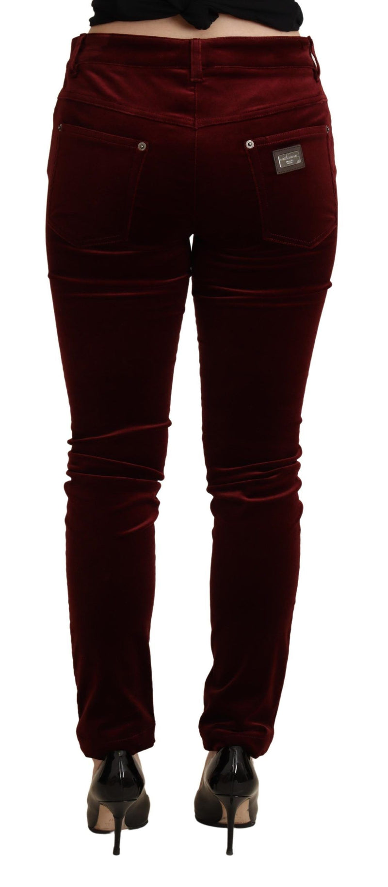 Exquisite Bordeaux Red Skinny Pants Dolce & Gabbana