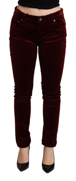 Exquisite Bordeaux Red Skinny Pants Dolce & Gabbana