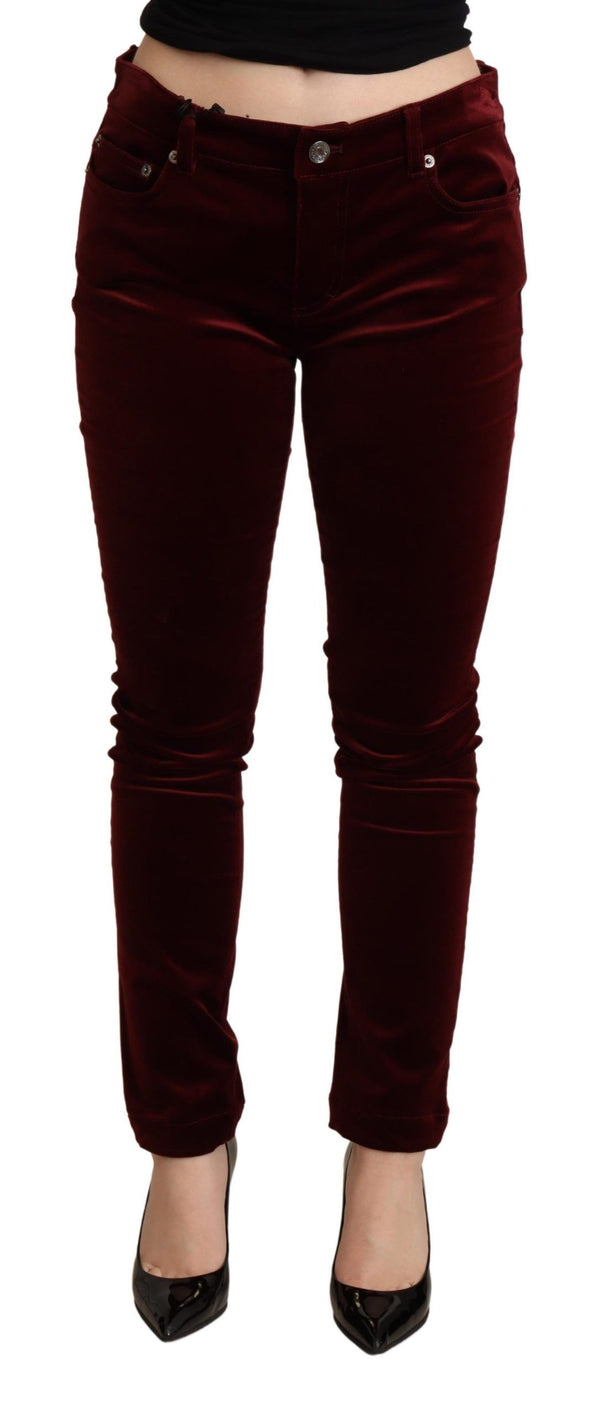 Exquisite Bordeaux Red Skinny Pants Dolce & Gabbana