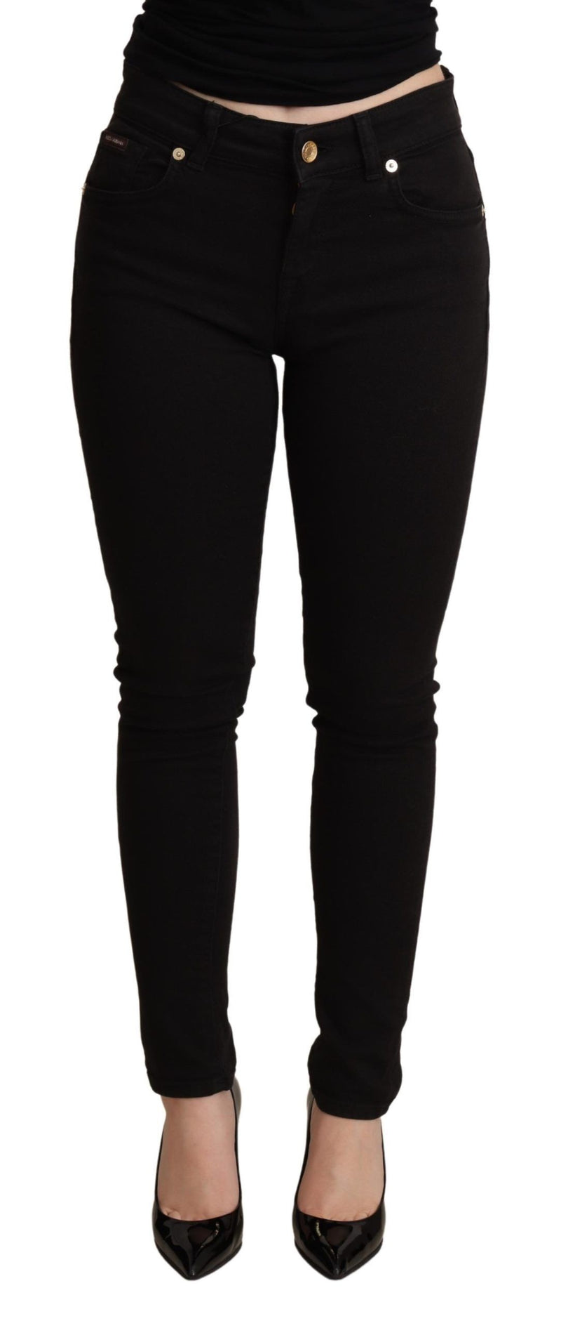 Elegant Mid-Waist Skinny Black Jeans Dolce & Gabbana