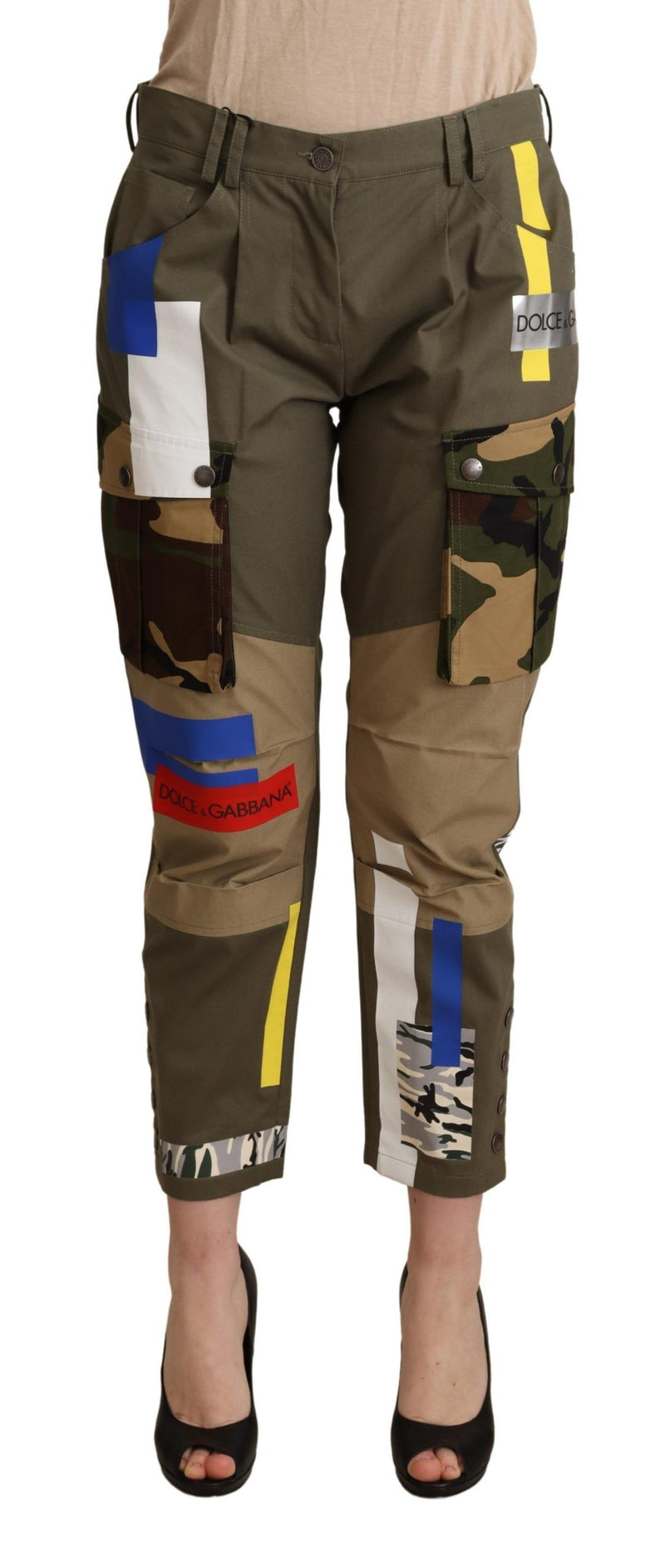 Chic Multicolor Patched Cargo Pants Dolce & Gabbana