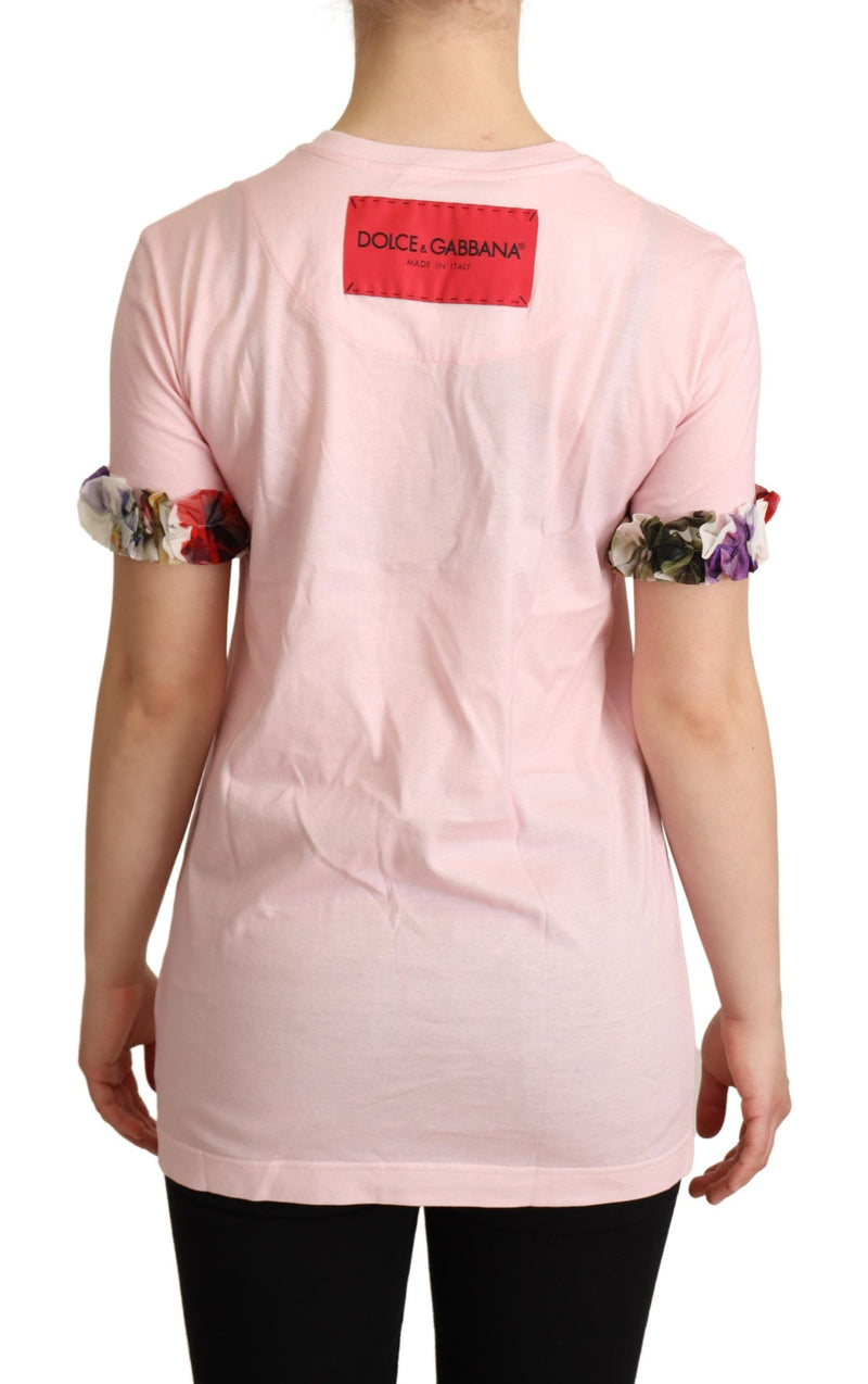 Elegant Floral Rose Applique T-Shirt Dolce & Gabbana