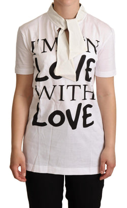 Chic White Love Motif Silk-Blend Tee Dolce & Gabbana