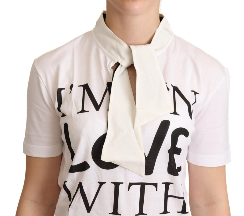 Chic White Love Motif Silk-Blend Tee Dolce & Gabbana