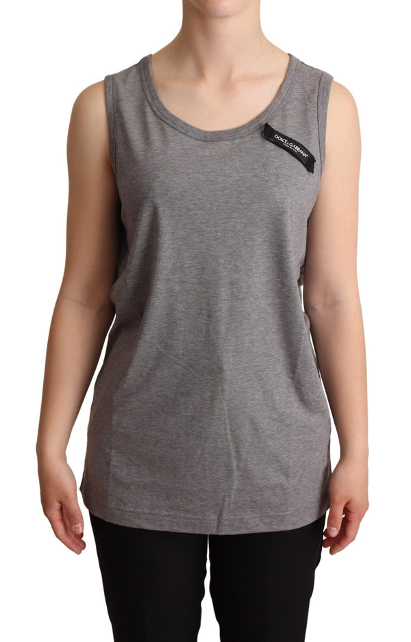 Elegant Gray Cotton Jersey Sleeveless Tank Dolce & Gabbana