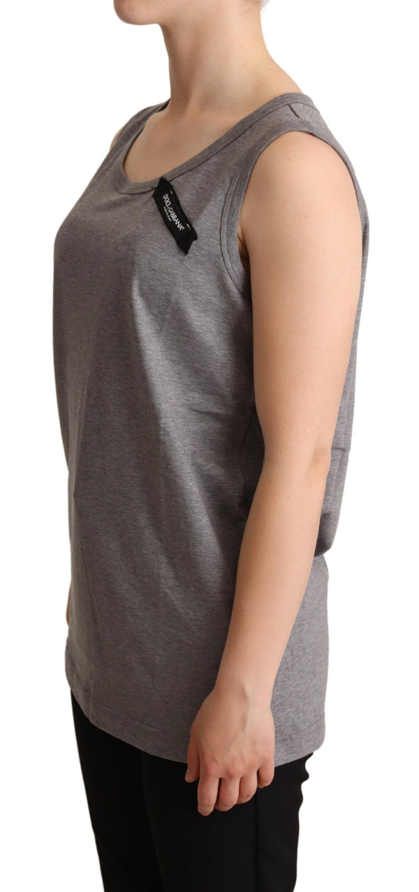 Elegant Gray Cotton Jersey Sleeveless Tank Dolce & Gabbana