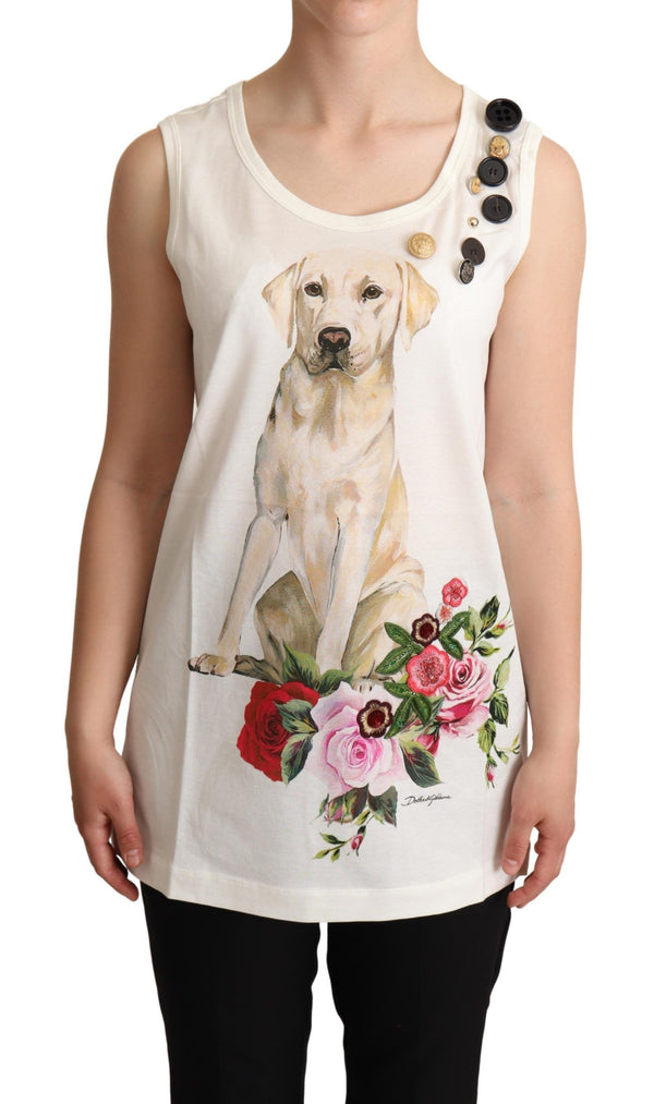 Chic Canine Floral Sleeveless Tank Dolce & Gabbana