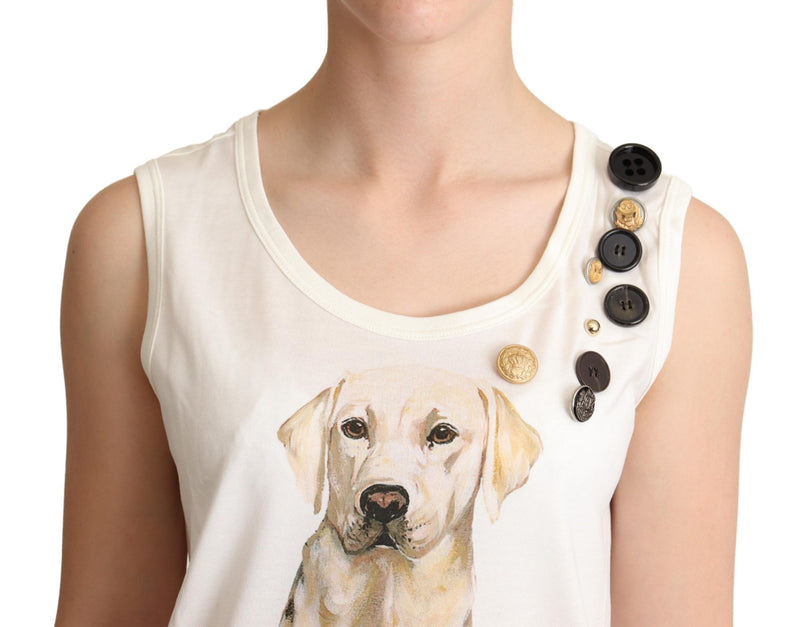 Chic Canine Floral Sleeveless Tank Dolce & Gabbana