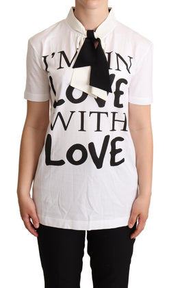 Chic Love Slogan Silk Cotton Tee Dolce & Gabbana